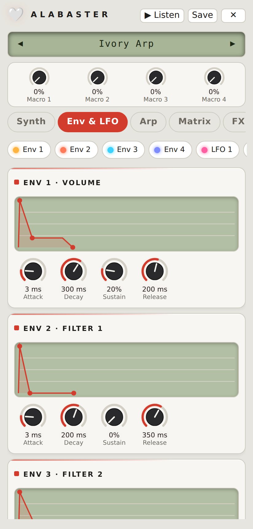on a phone: Env & LFO