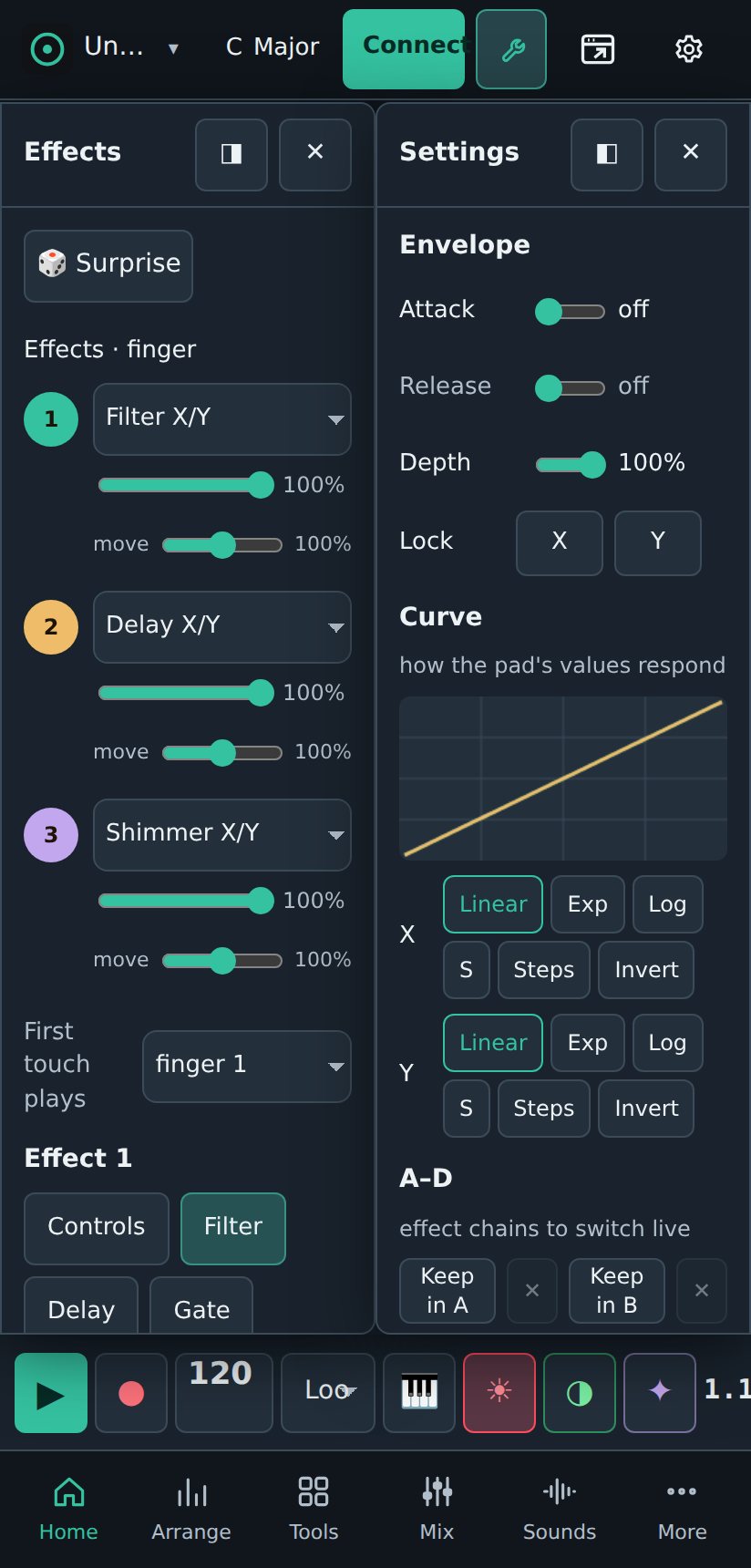 attack, release, curve, A–D chains