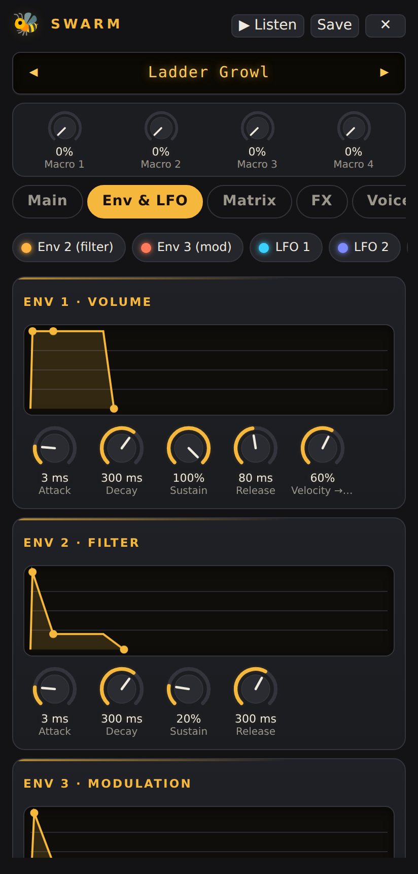 on a phone: Env & LFO