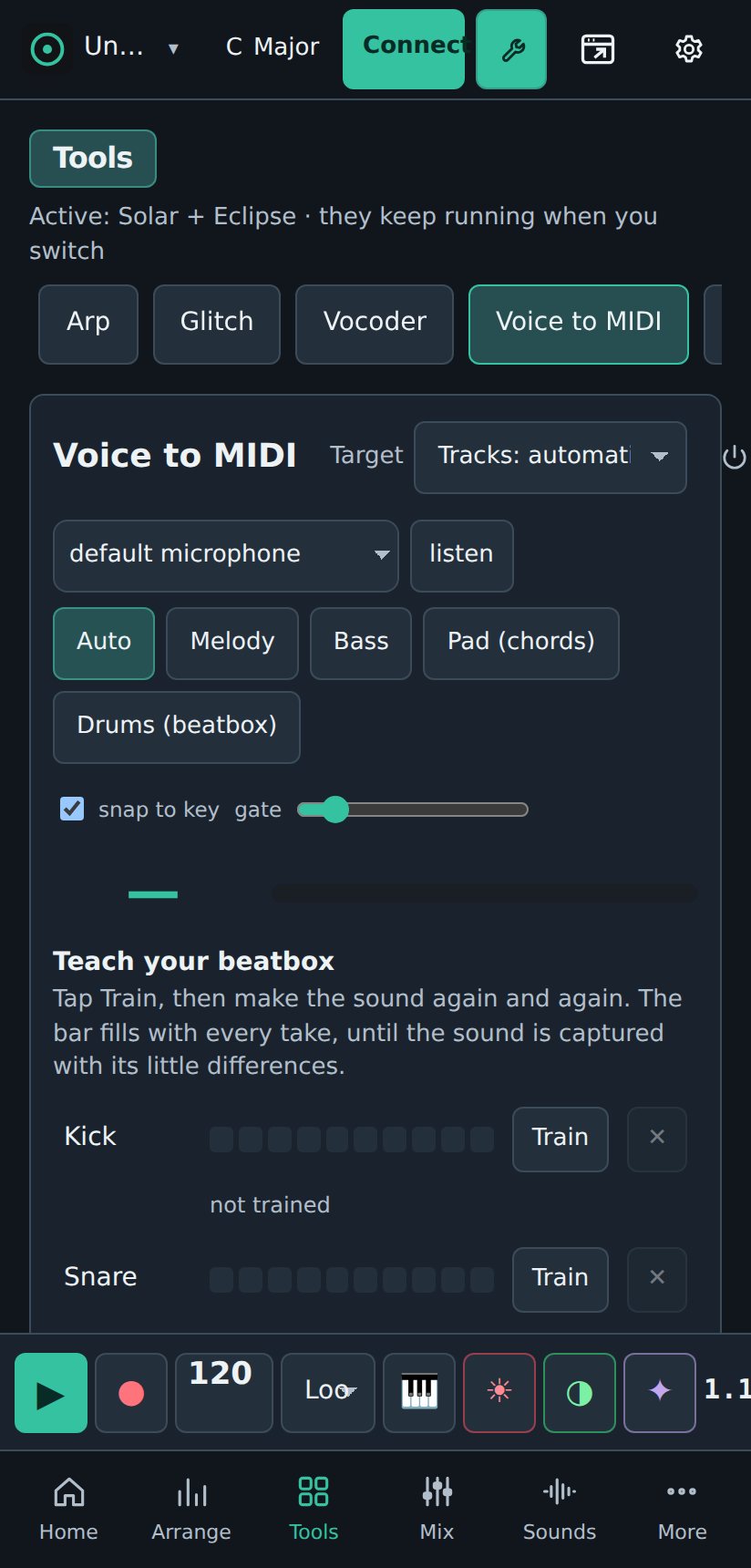 Voice to MIDI on a phone