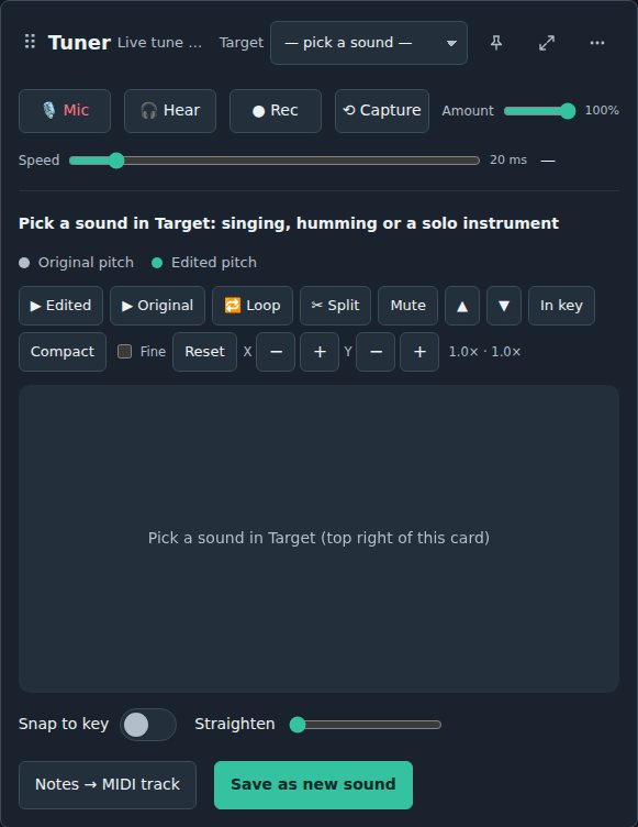 Tuner on a computer